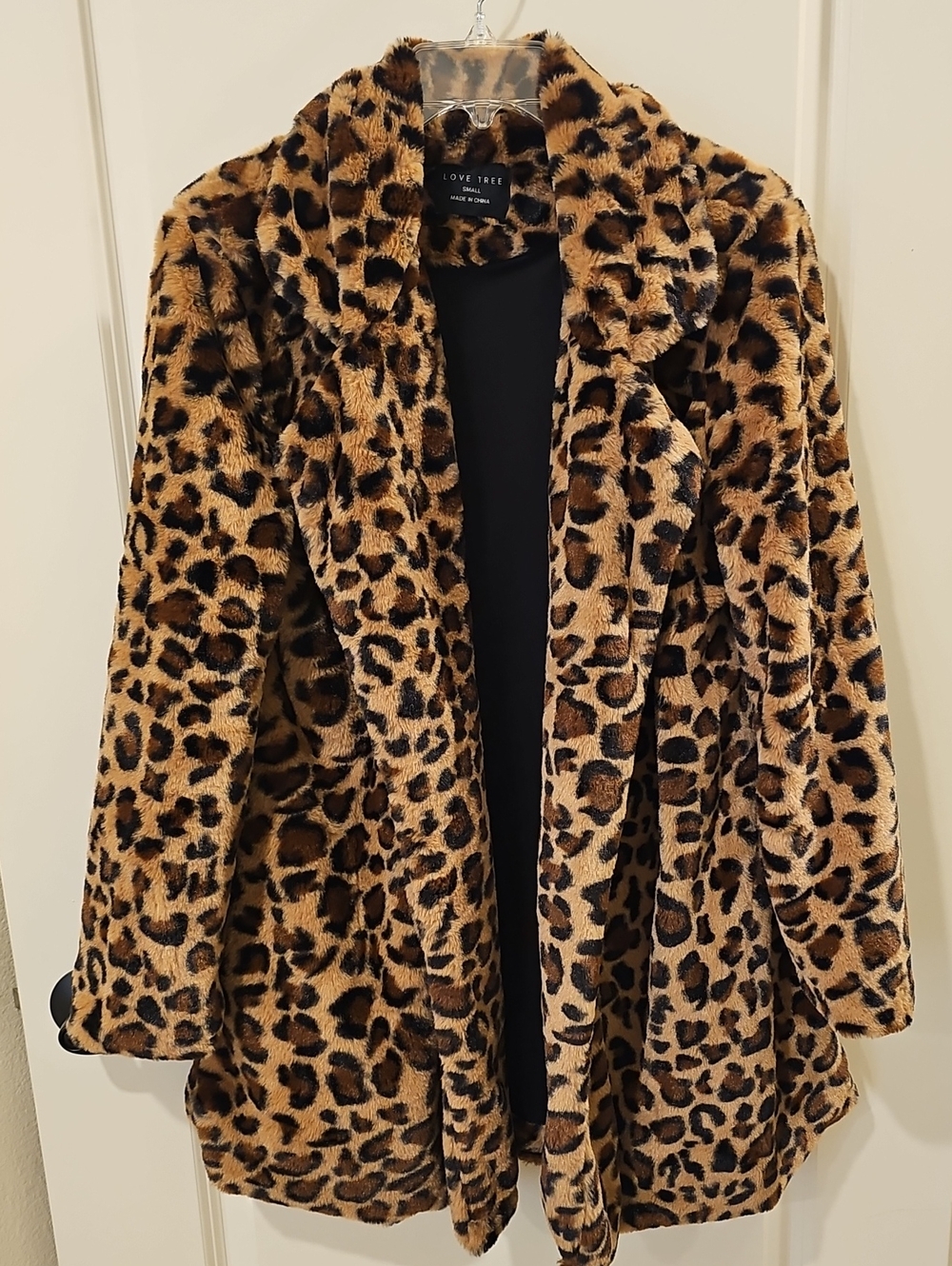 Love Tree Women’s Leopard Faux Fur Jacket - Brown & Black
